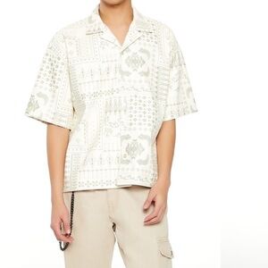 Paisley Faux Leather cropped shirt